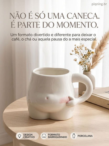 Caneca Barrigudinha de Porcelana | Criativa, Divertida e Diferente