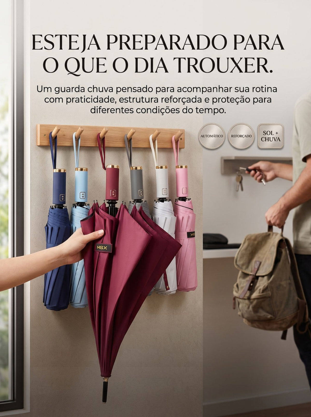 Guarda Chuva Automático Reforçado 24 Varetas | Proteção UV e Uso para Sol e Chuva