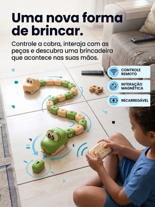 Cobra RC Magnética Recarregável com Controle Remoto | Brinquedo Interativo