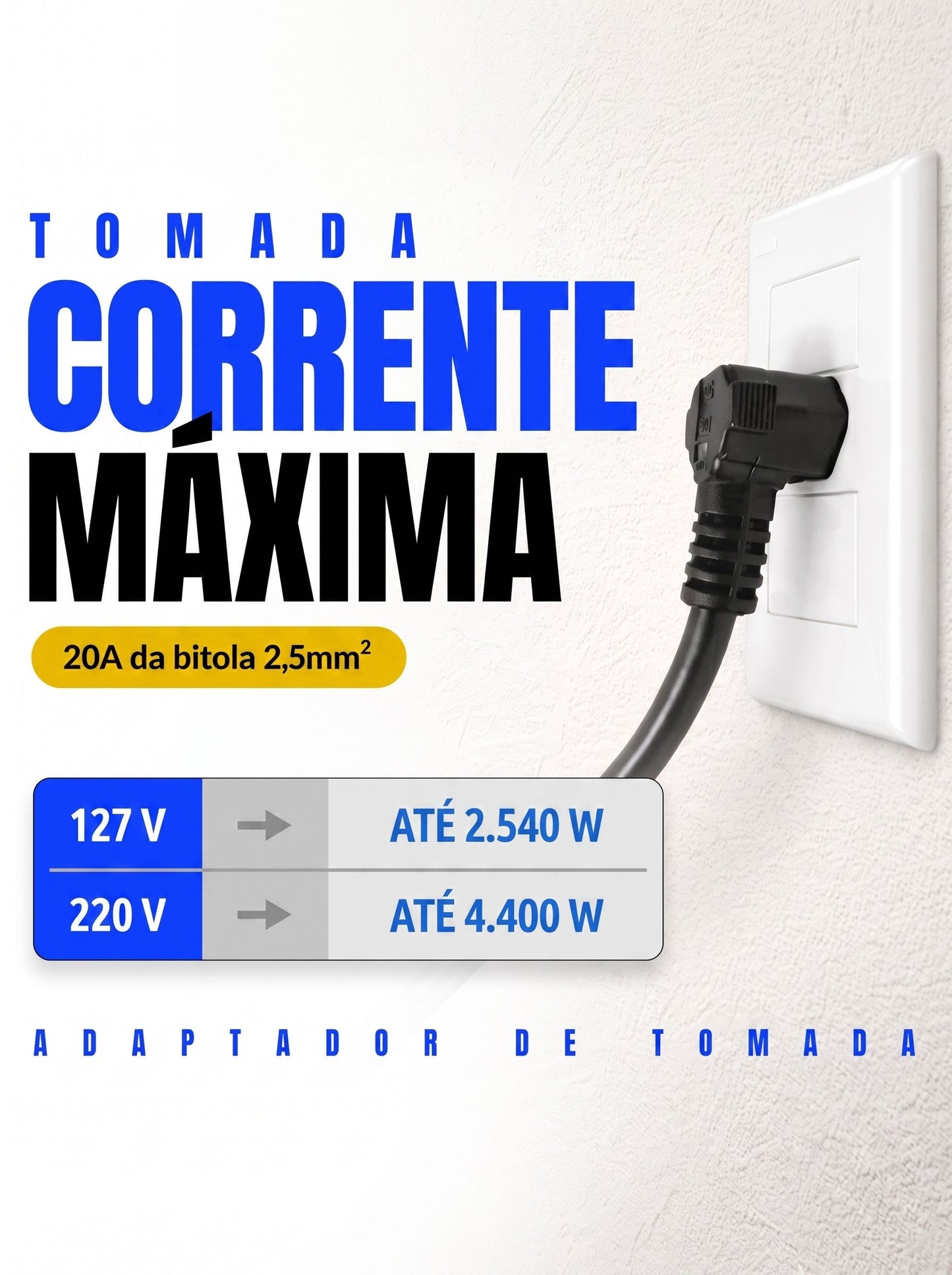 Adaptador 20A para 10A 90° | Mais Espaço, Mais Segurança e Melhor Encaixe