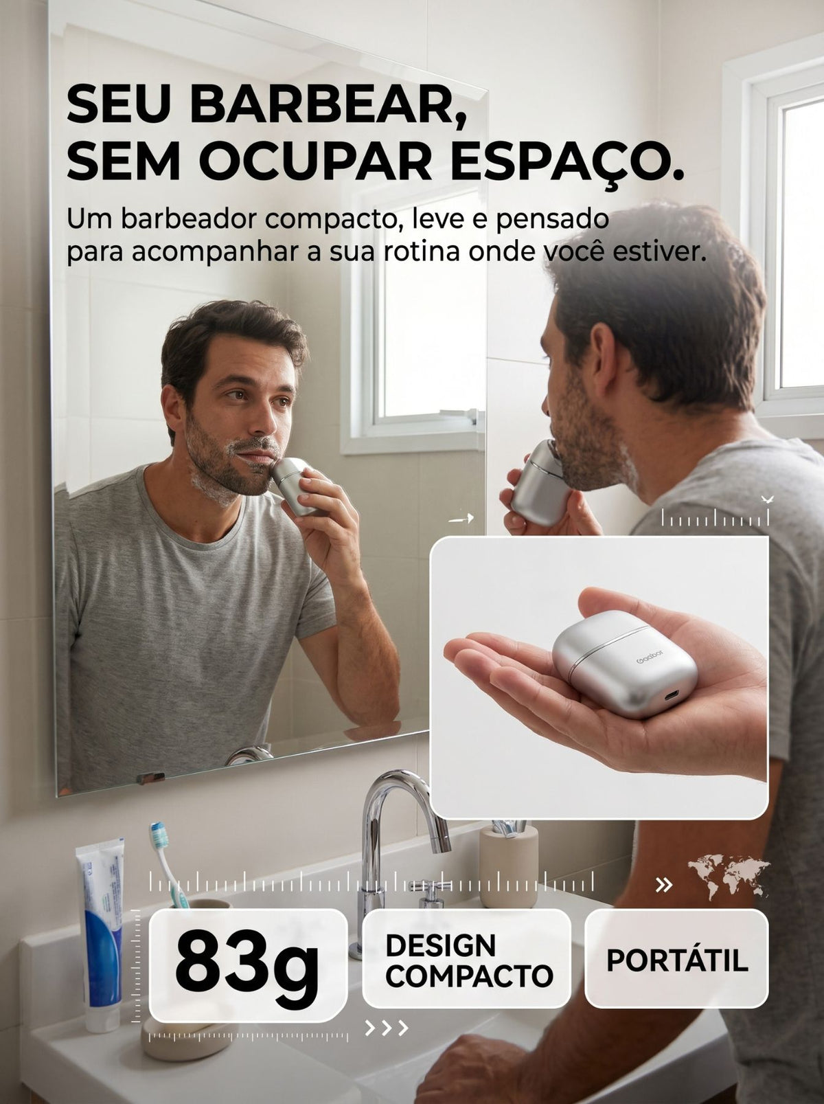 Barbeador Elétrico Portátil | Compacto, Recarregável e à Prova d’Água