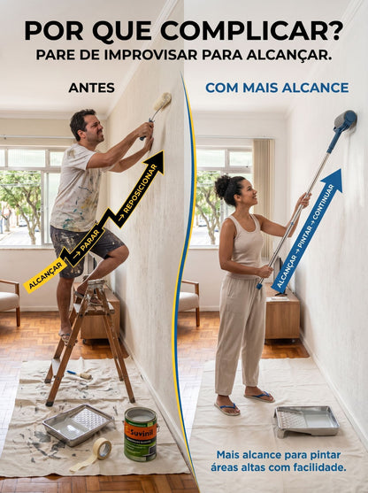 Rolo de Pintura com Extensor 75 cm | Mais Alcance para Paredes e Tetos