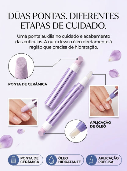 Caneta de Óleo de Cutícula 3 em 1 | Ponta de Cerâmica e Fragrância Floral
