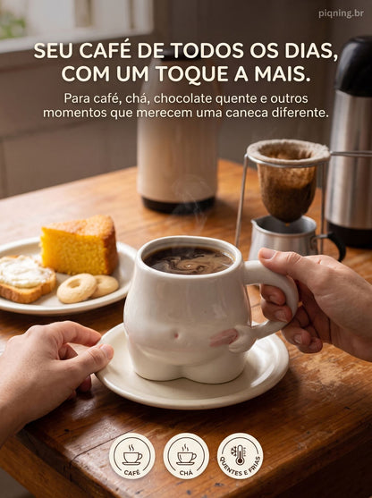 Caneca Barrigudinha de Porcelana | Criativa, Divertida e Diferente