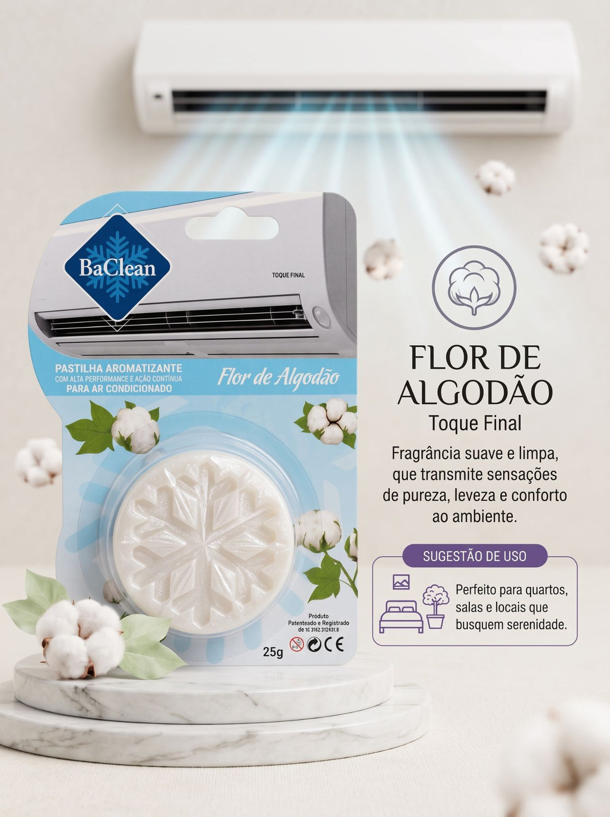 Pastilha para Ar-Condicionado  | Aromatizante de Ação Contínua & Bactericida