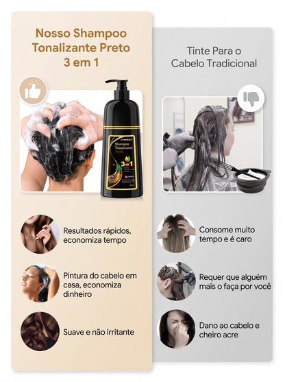 Visual Renovado em Poucos Minutos | Shampoo Colorante 3 em 1 Sem Amônia