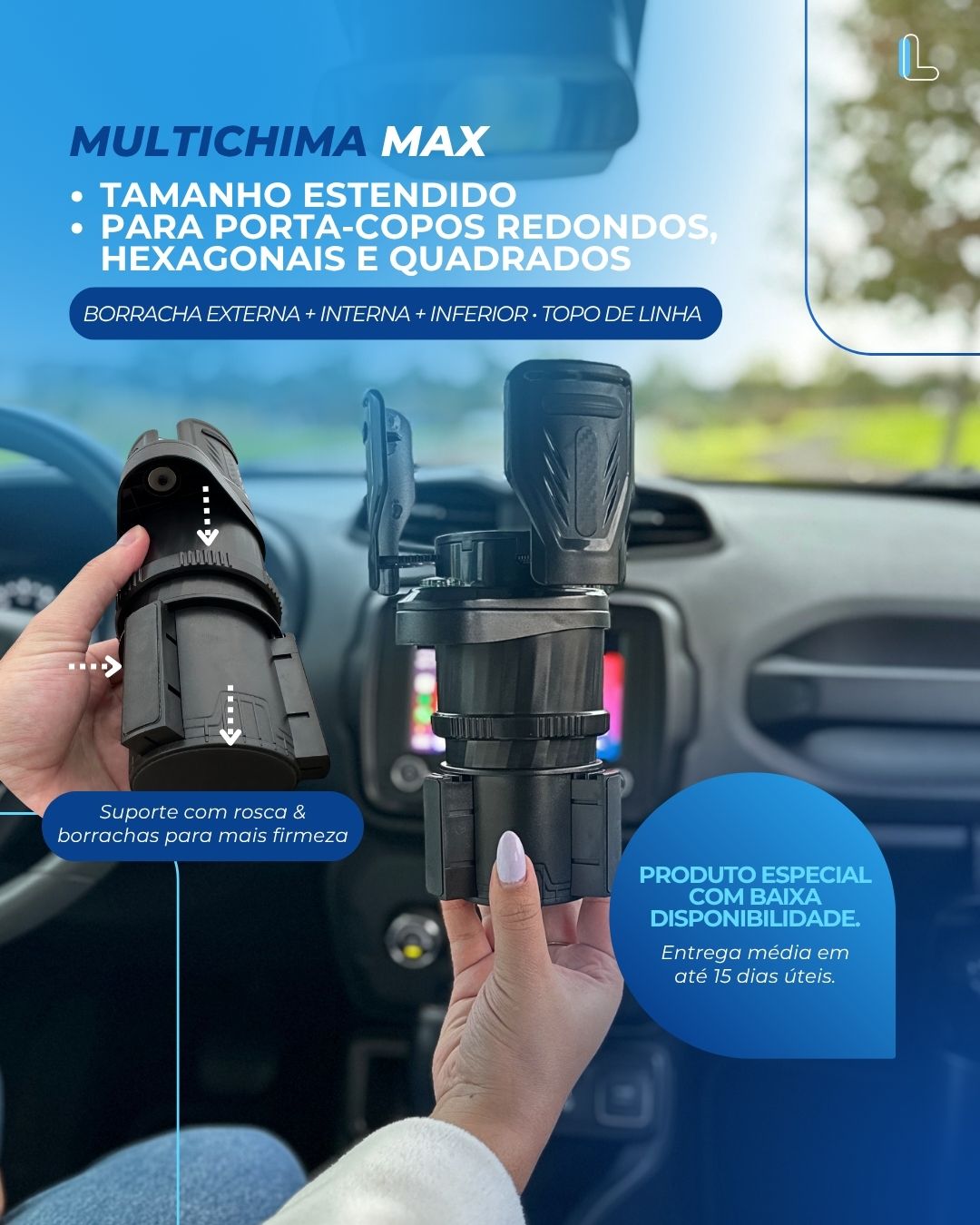 MultiChima | Suporte para Bebidas no Carro "Exclusivo 2026"