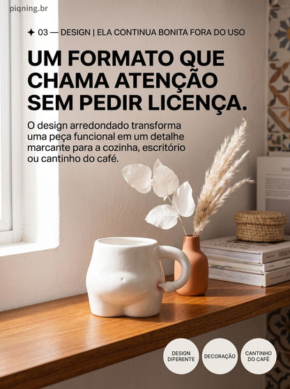 Caneca Barrigudinha de Porcelana | Criativa, Divertida e Diferente