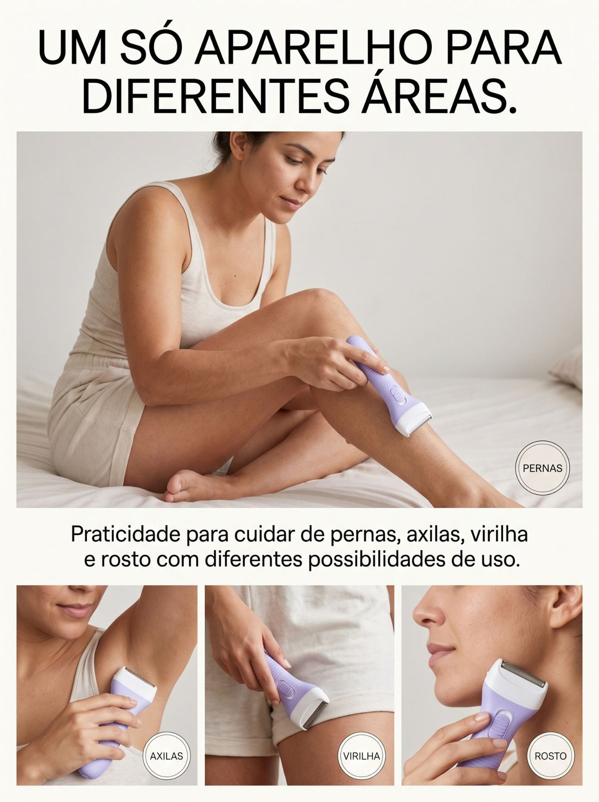 Depilador Elétrico Feminino 2 em 1 Recarregável | Aparador e Acabamento para Rosto e Corpo