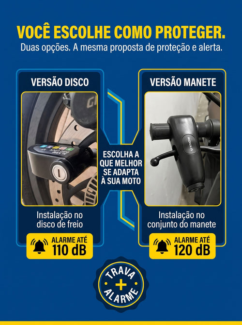 Trava Antifurto com Alarme para Moto | Sensor de Movimento