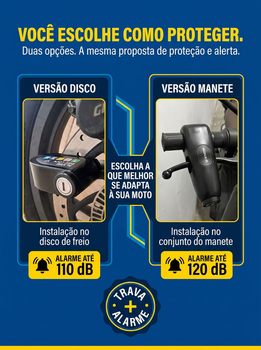Trava Antifurto com Alarme para Moto | Sensor de Movimento