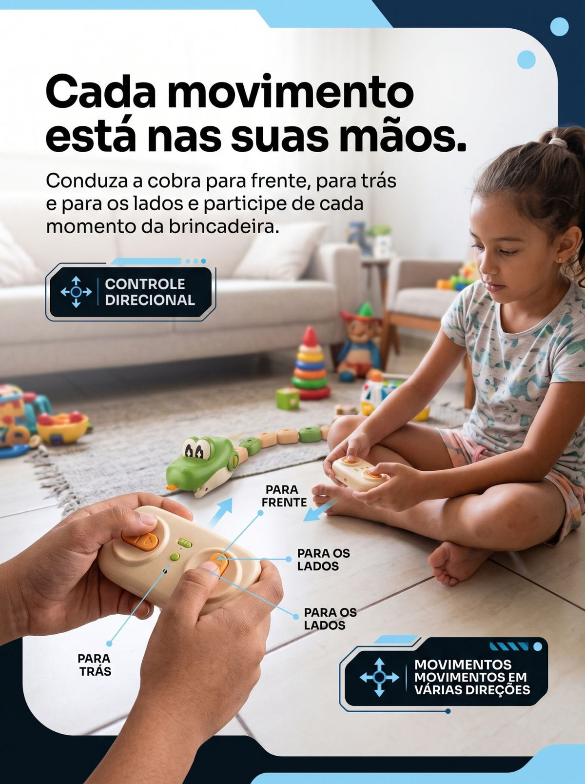 Cobra RC Magnética Recarregável com Controle Remoto | Brinquedo Interativo