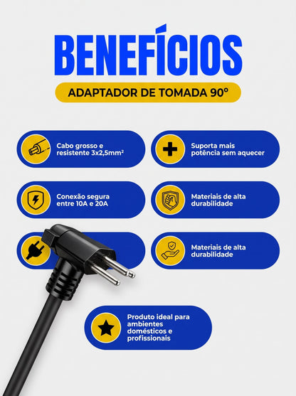 Adaptador 20A para 10A 90° | Mais Espaço, Mais Segurança e Melhor Encaixe