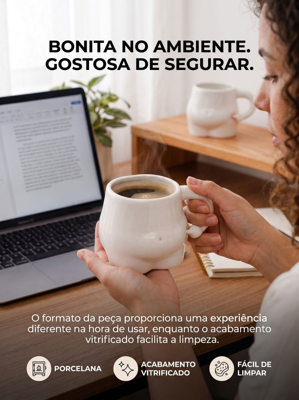 Caneca Barrigudinha de Porcelana | Criativa, Divertida e Diferente