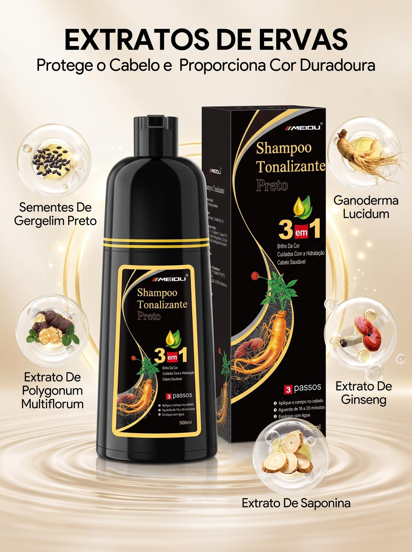 Visual Renovado em Poucos Minutos | Shampoo Colorante 3 em 1 Sem Amônia