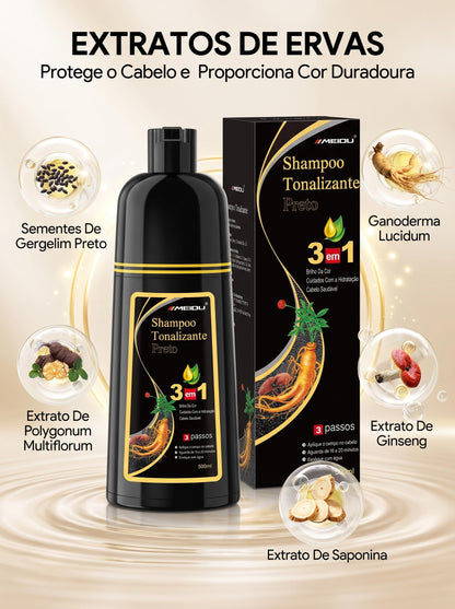 Visual Renovado em Poucos Minutos | Shampoo Colorante 3 em 1 Sem Amônia