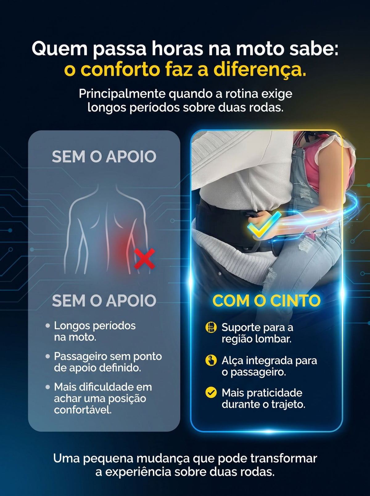 Cinta Lombar apoio para quem pilota | Mais Apoio e Conforto para Passageiro
