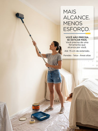 Rolo de Pintura com Extensor 75 cm | Mais Alcance para Paredes e Tetos
