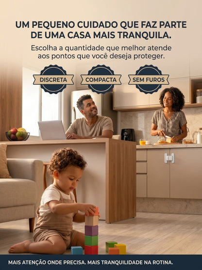 Trava de Segurança Infantil para Geladeira e Armários | Adesiva e sem Furos