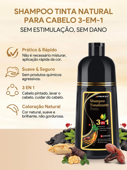 Visual Renovado em Poucos Minutos | Shampoo Colorante 3 em 1 Sem Amônia