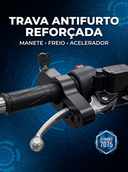 Trava Antifurto Reforçada para Moto | Bloqueio de Manete, Freio e Acelerador