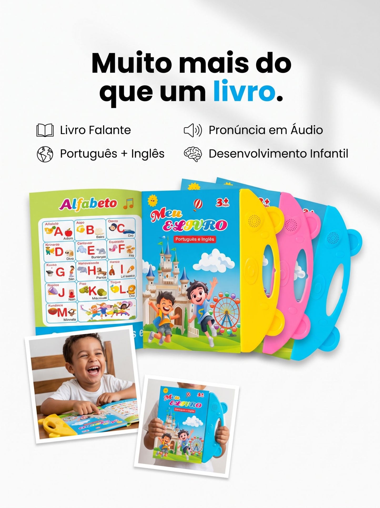 Livro Bilíngue Falante | Aprender Brincando em Português e Inglês + Brinde