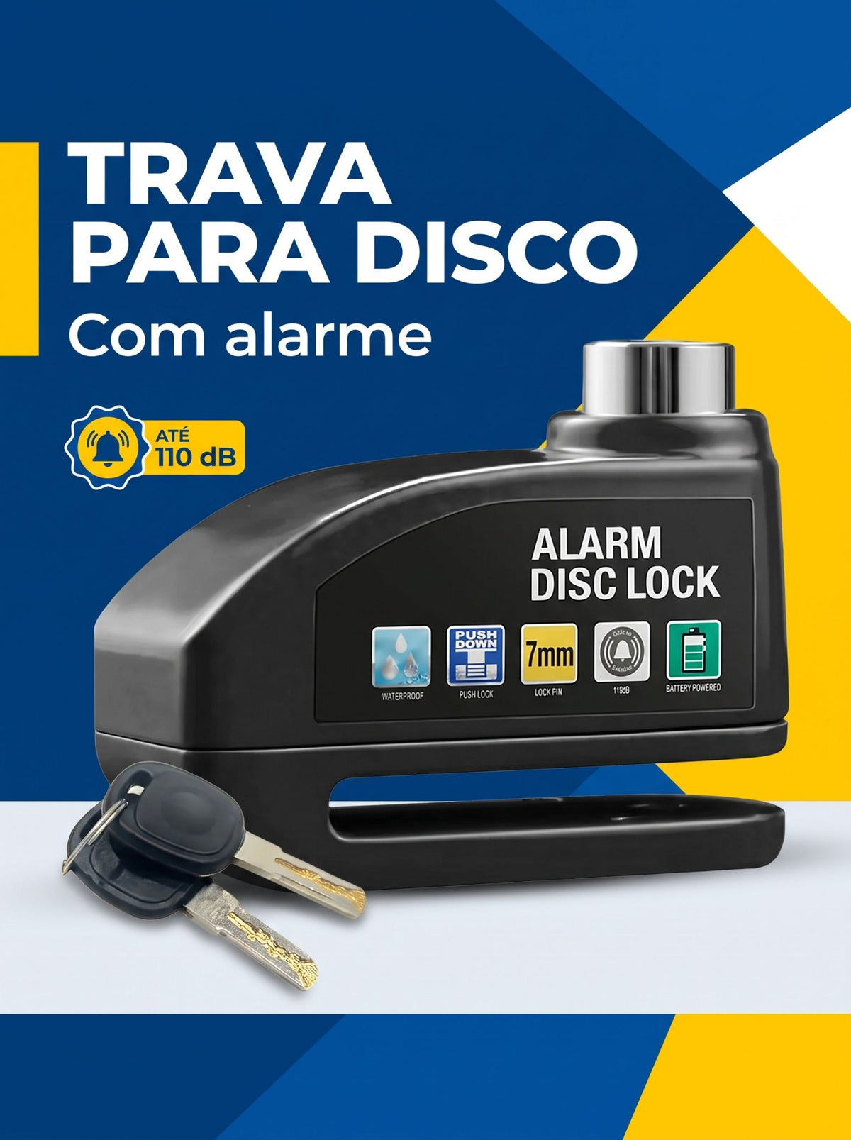 Trava Antifurto com Alarme para Moto | Sensor de Movimento