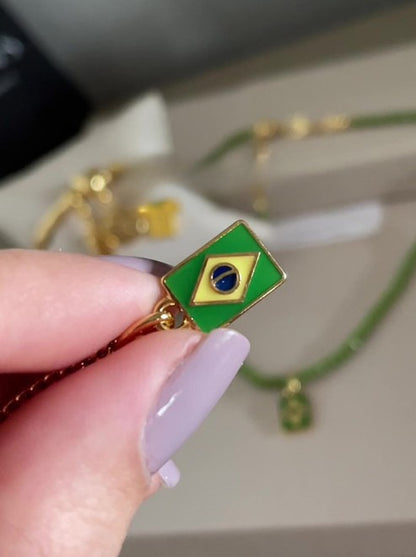 Coleção Brilha Brasil ✨ Banhado Brincos + Colar