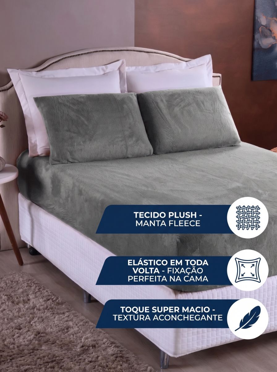 O conforto que transforma suas noites | Jogo de Lençol Plush Manta Soft 3 Peças