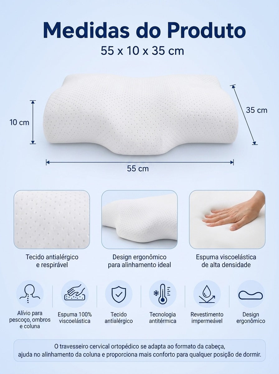 Acorde Renovado Todos os Dias | Travesseiro Cervical Ortopédico Viscoelástico