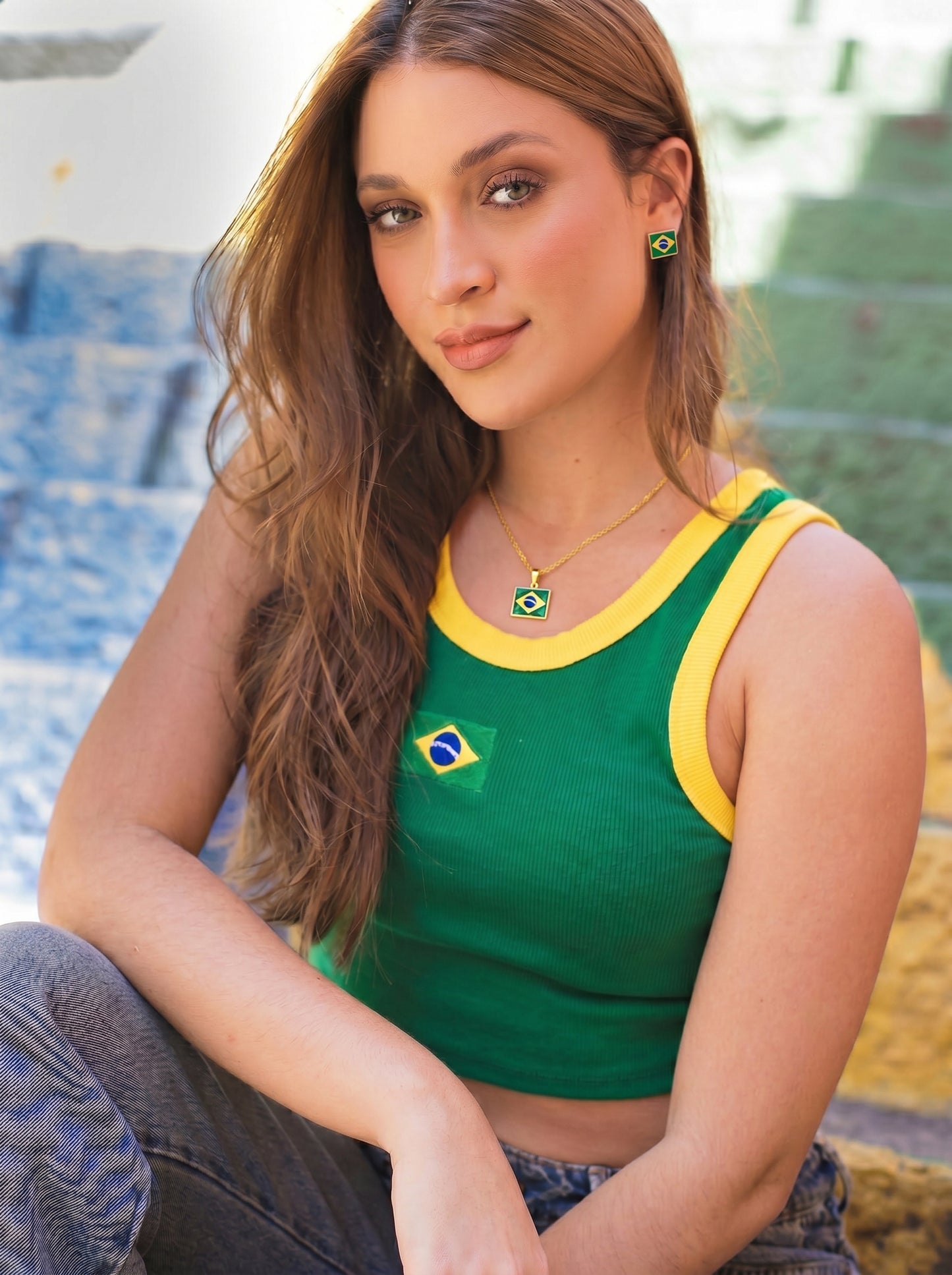Coleção Brilha Brasil ✨ Banhado Brincos + Colar