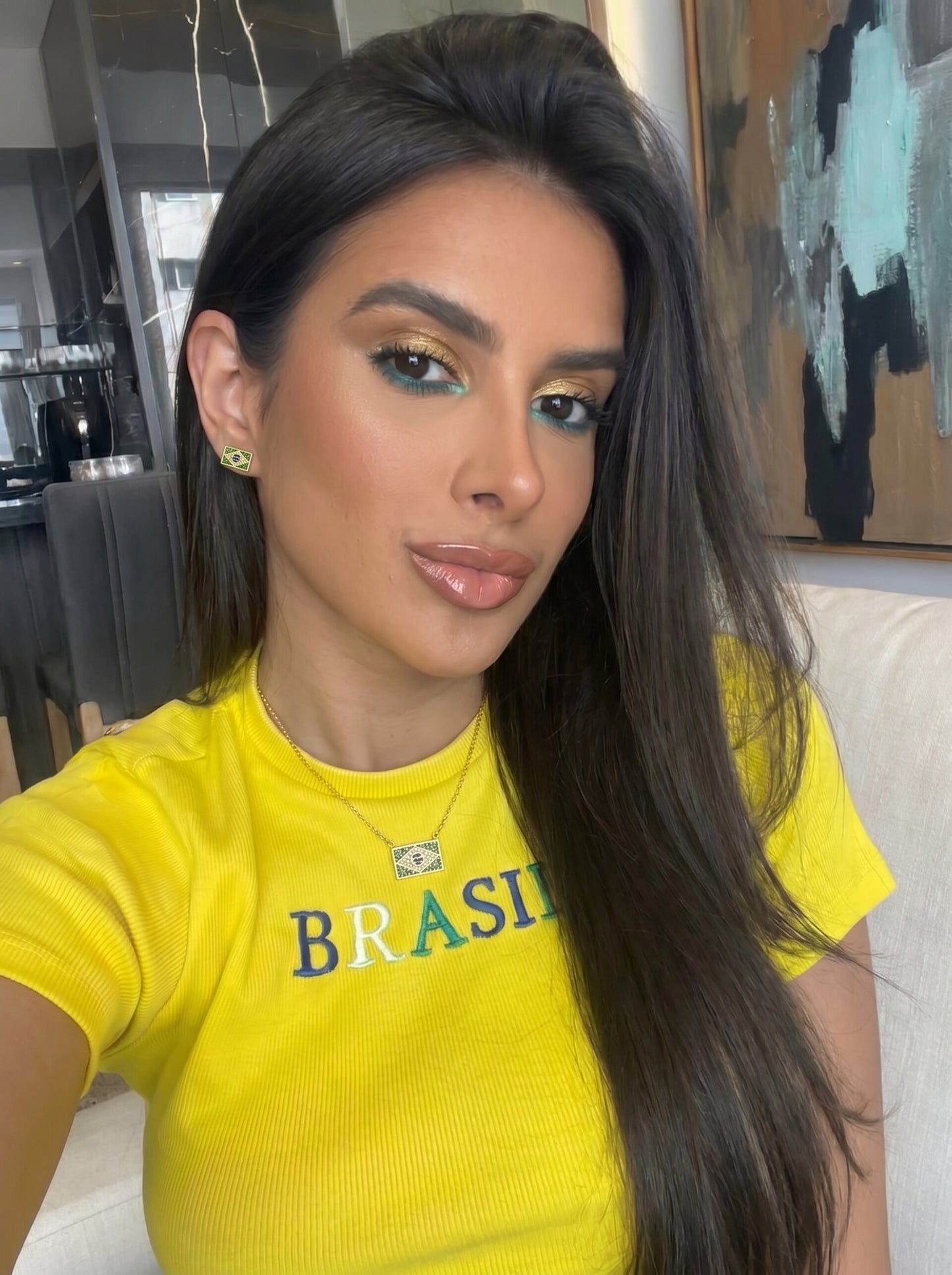 Conjunto Encanto do Brasil ✨ Colar + Brinco Cravejado