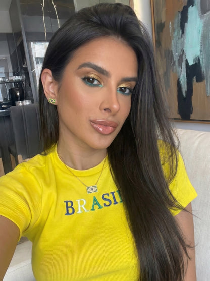 Conjunto Encanto do Brasil ✨ Colar + Brinco Cravejado