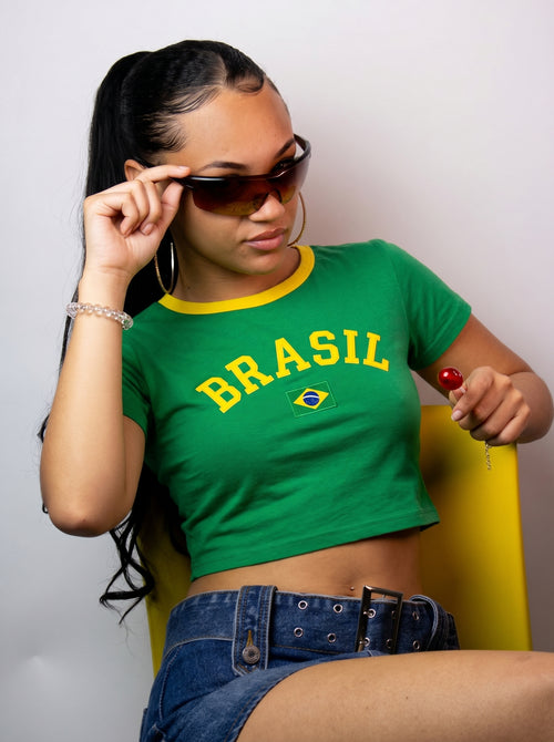 Cropped Oversized Brasil Feminino ✨
