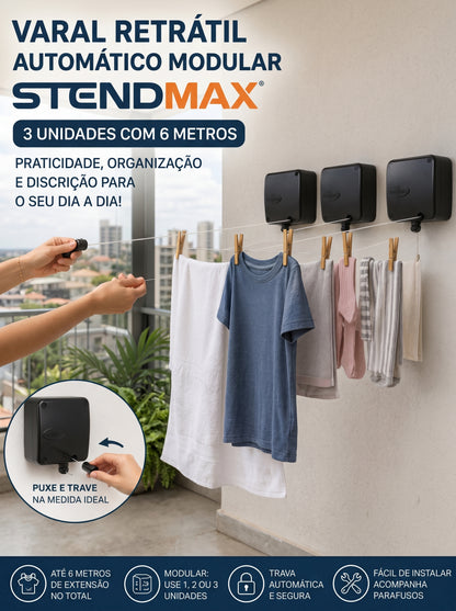 Varal Retrátil Automático Black 18 Metros – 3 Módulos