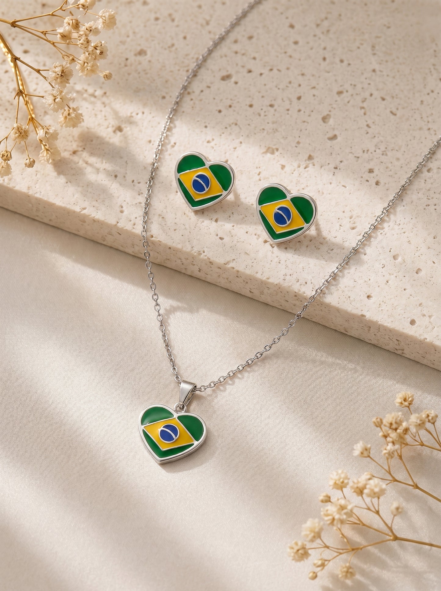 Coleção Brilha Brasil ✨ Banhado Brincos + Colar